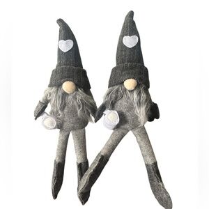 Cable Knit Gnome Weighted Shelf Sitter Decor - Lot of two Gray Coffee Cup
